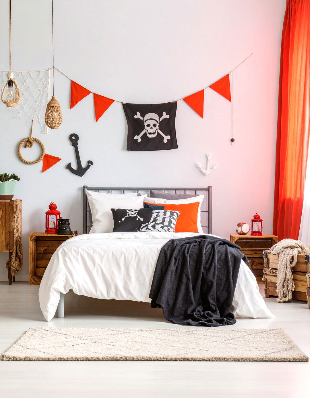 Pirate Adventure Ship with Red Sail Details - 25 Red Boy Room Ideas