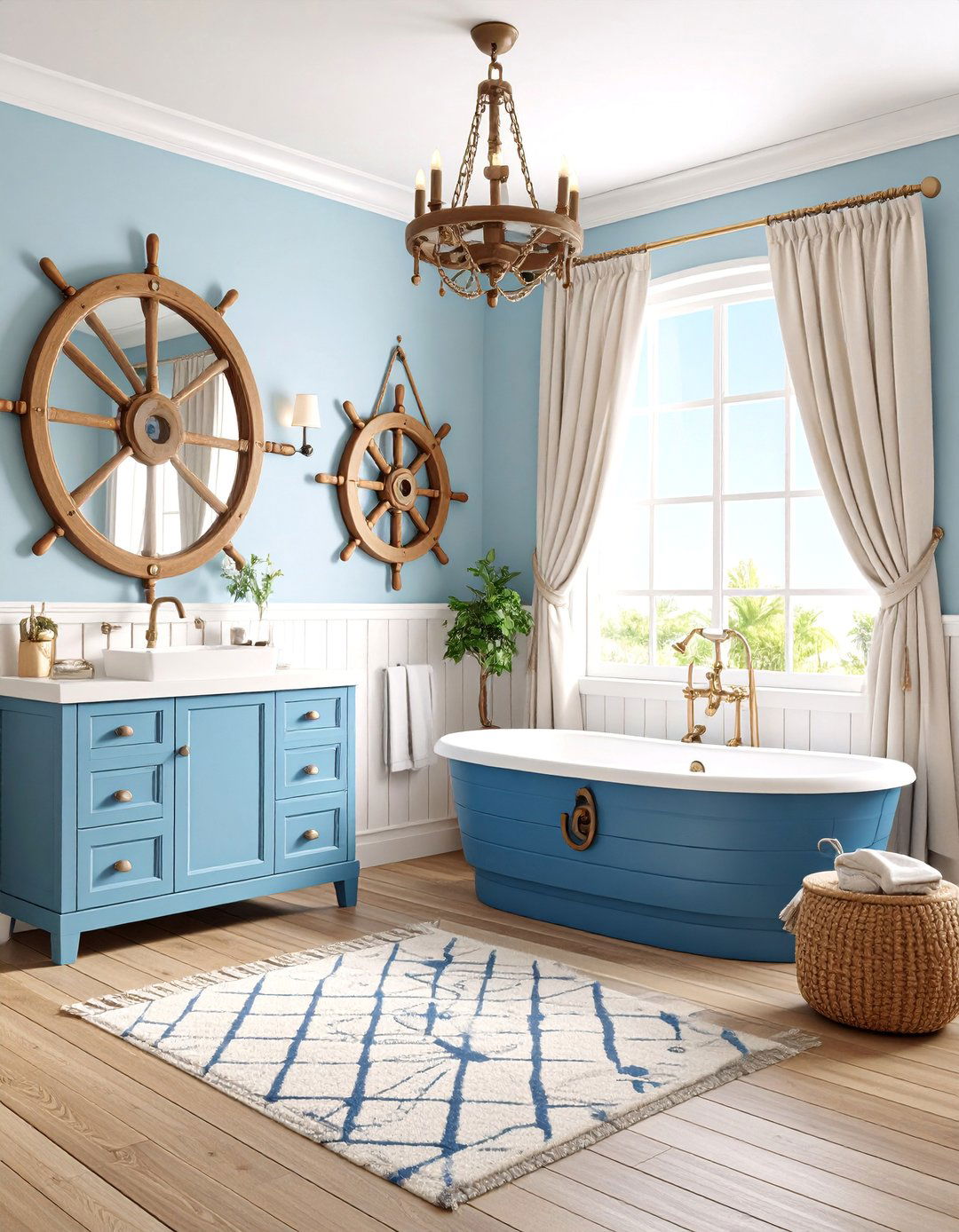 Pirate Ship Kids Bathroom with Nautical Rope Details - 25 Kids Bathroom Ideas