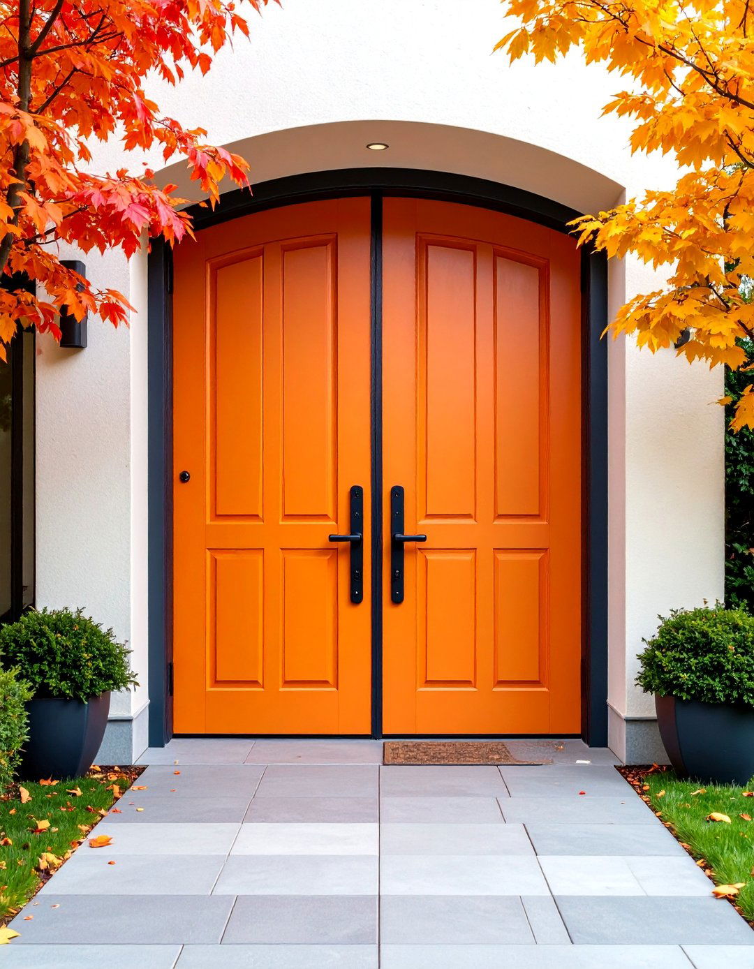 Pivot Double Doors with Concealed Mechanisms - 25 Double Front Door Ideas