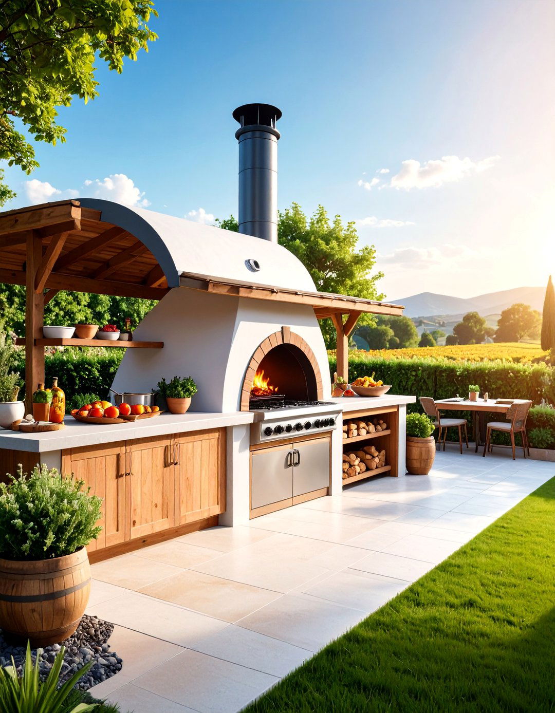 Pizza Oven BBQ Station with Artisan Features - 25 bbq area ideas