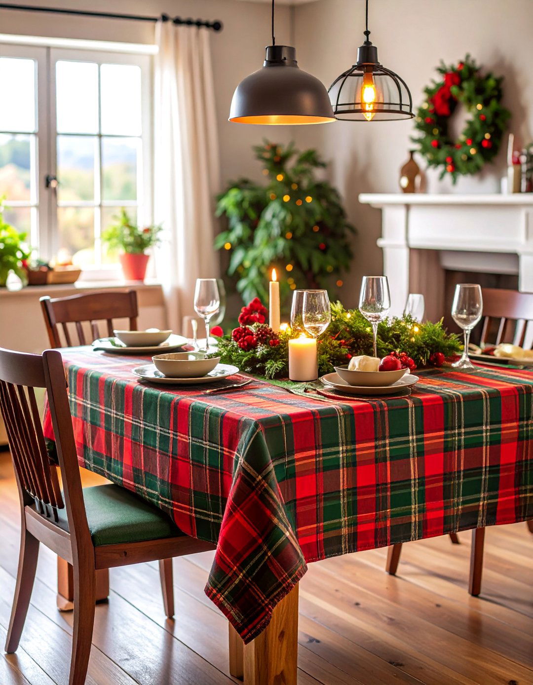 Plaid Table Runner for Cozy Cabin Style - 25 Table Runner Ideas