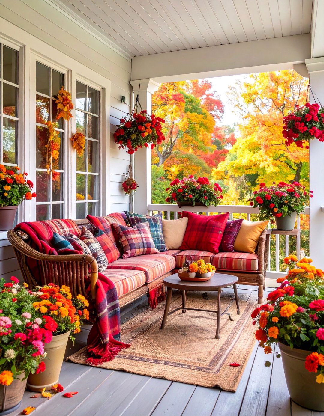 Plaid and Tartan Comfort - 25 Fall Porch Decor Ideas