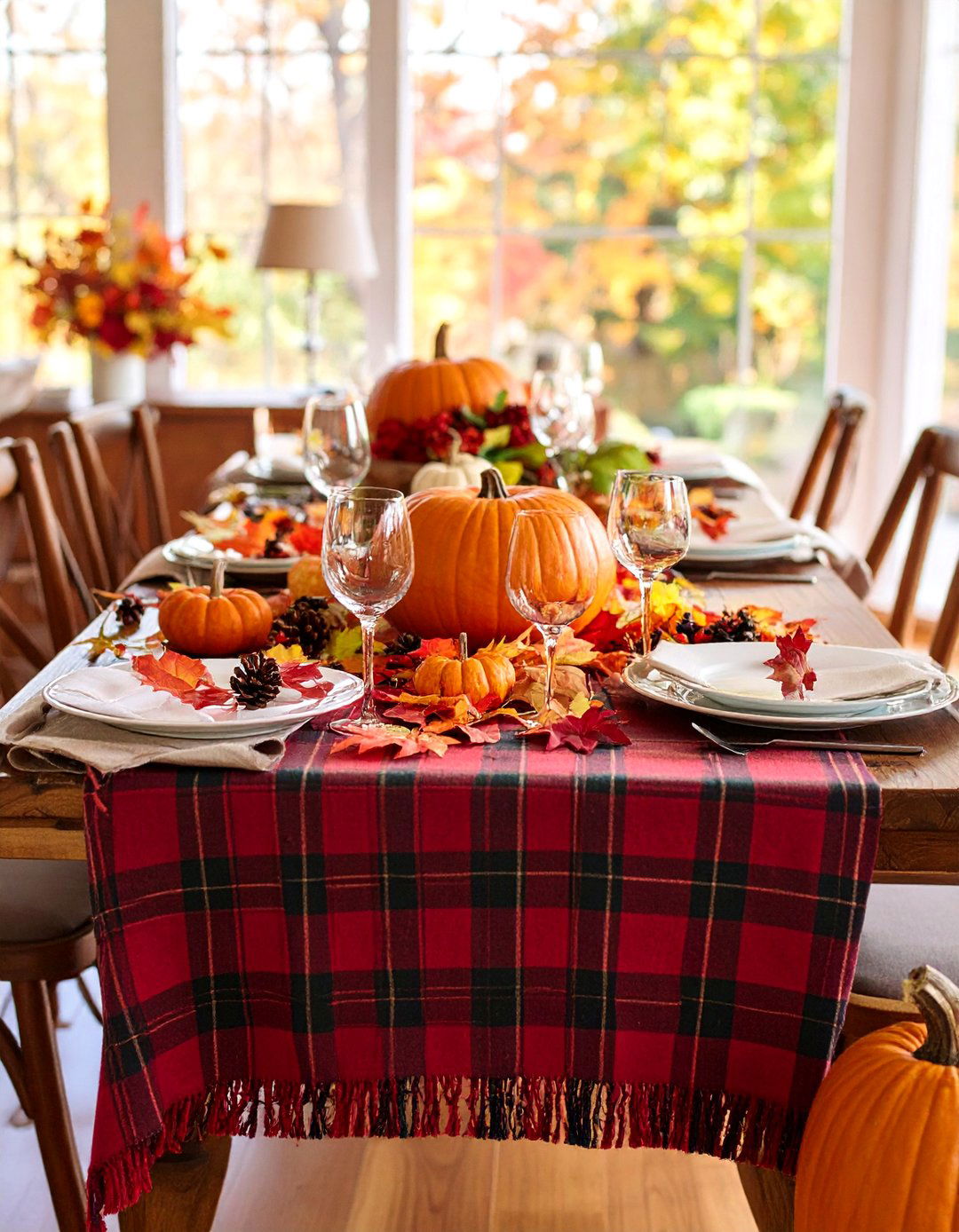 Plaid and Tartan Country Charm - 25 thanksgiving table decor ideas