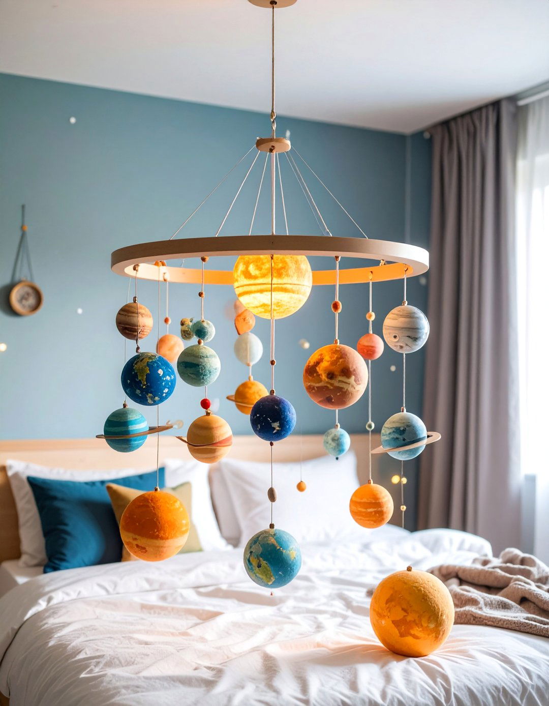 Planetary Mobile Hanging Bedroom Design - 25 galaxy space-themed bedroom ideas