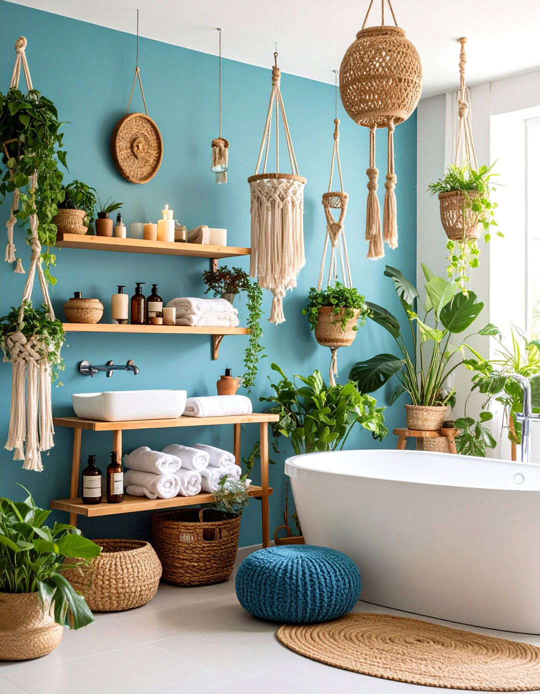 Plant Filled Boho Bathroom Spa - 25 Boho Room Ideas