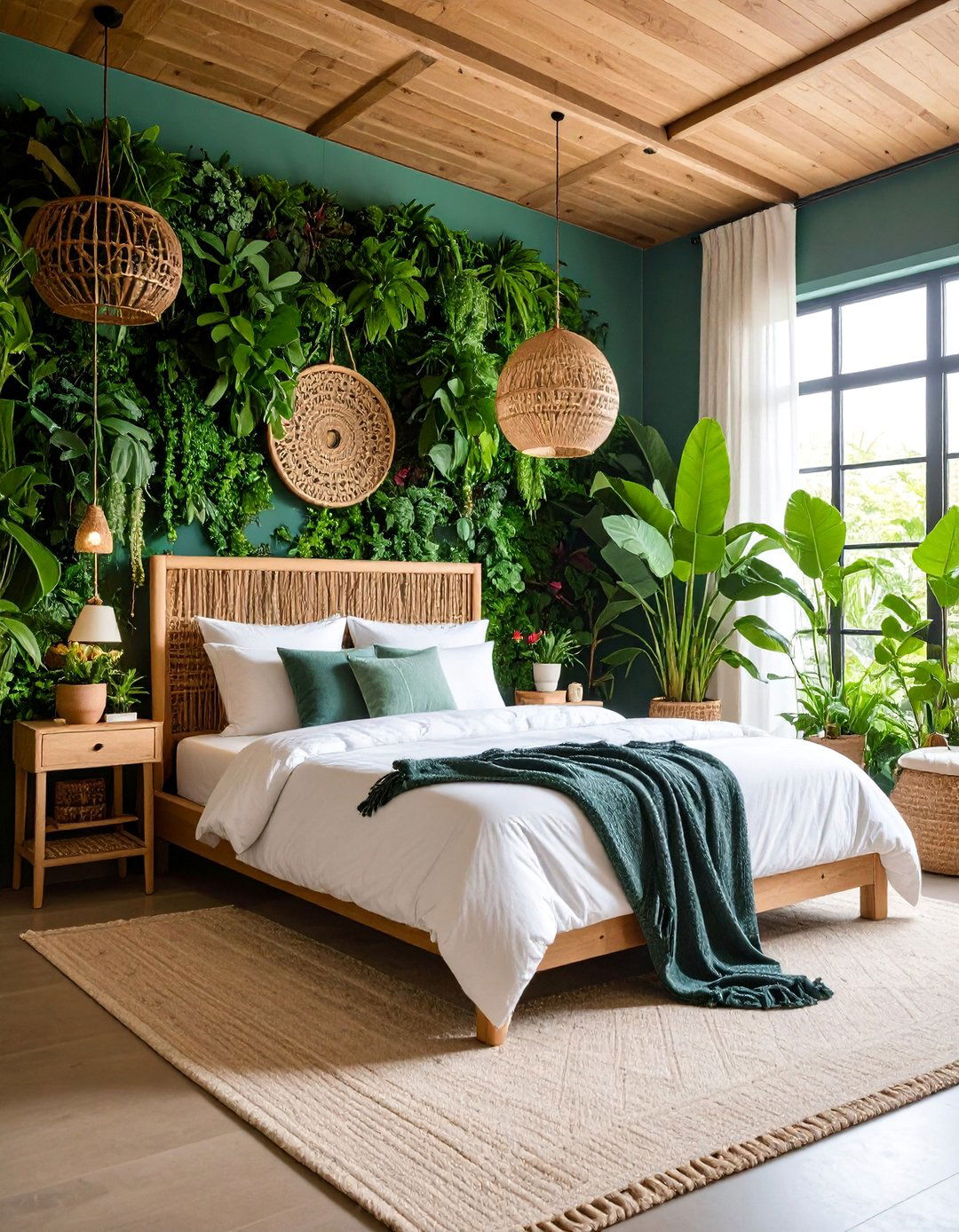 Plant Filled Jungle Bedroom with Living Walls - 25 70s Bedroom Decor Ideas