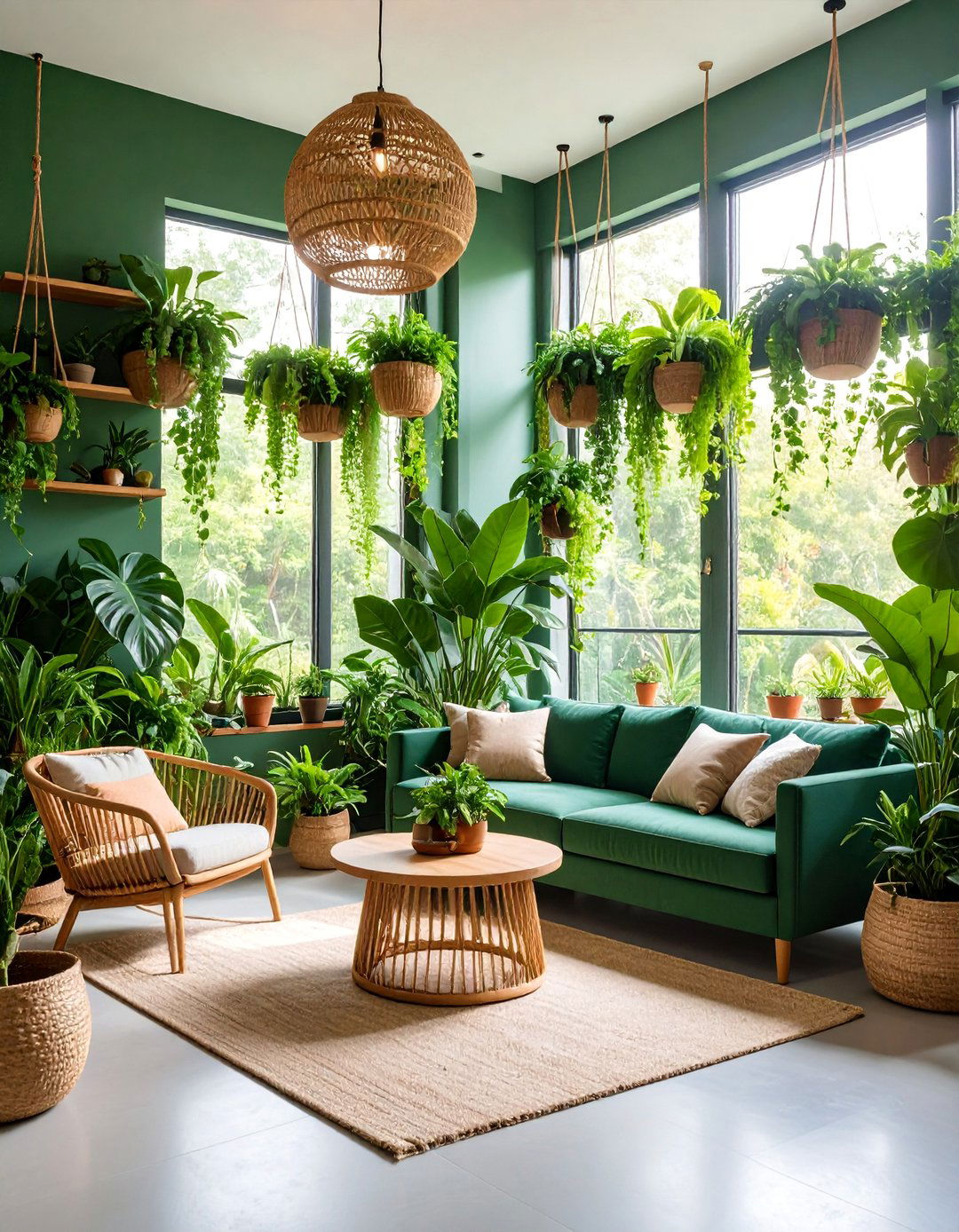 Plant Filled Studio with Indoor Garden Theme - 25 Studio Apartment Ideas