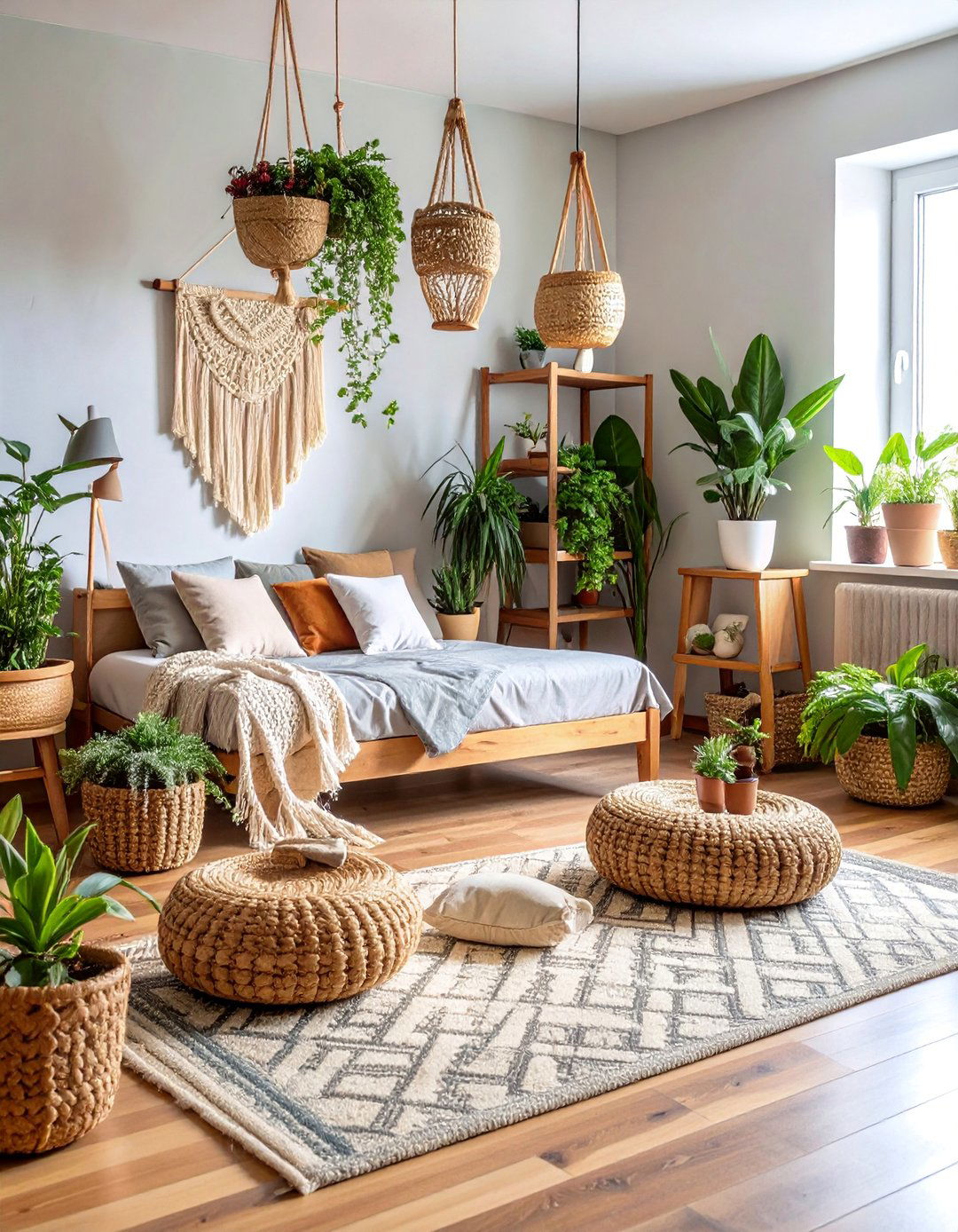Plant Paradise Boho Dorm Room with Living Walls - 25 Boho Dorm Room Ideas