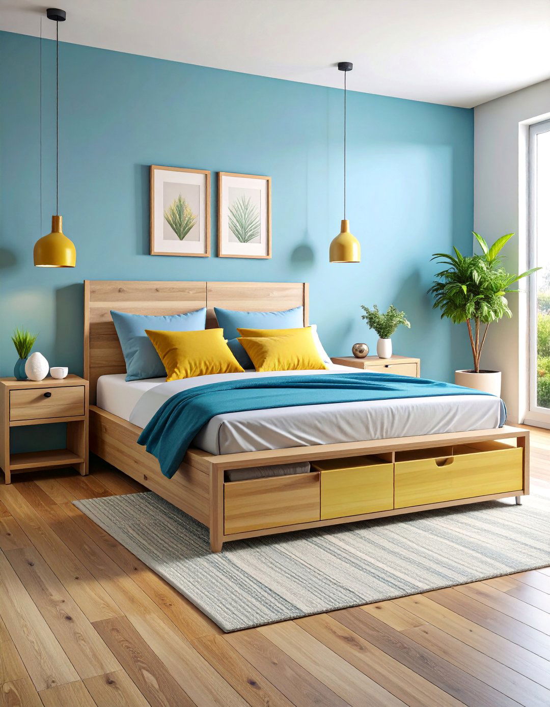Platform Bed with Integrated Storage Drawers - 25 Minimalist Bedroom Ideas