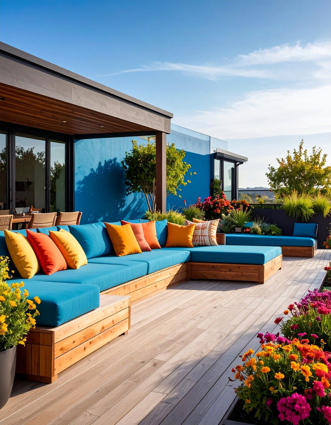 Platform Deck with Built In Perimeter Seating - 25 Platform Deck Ideas