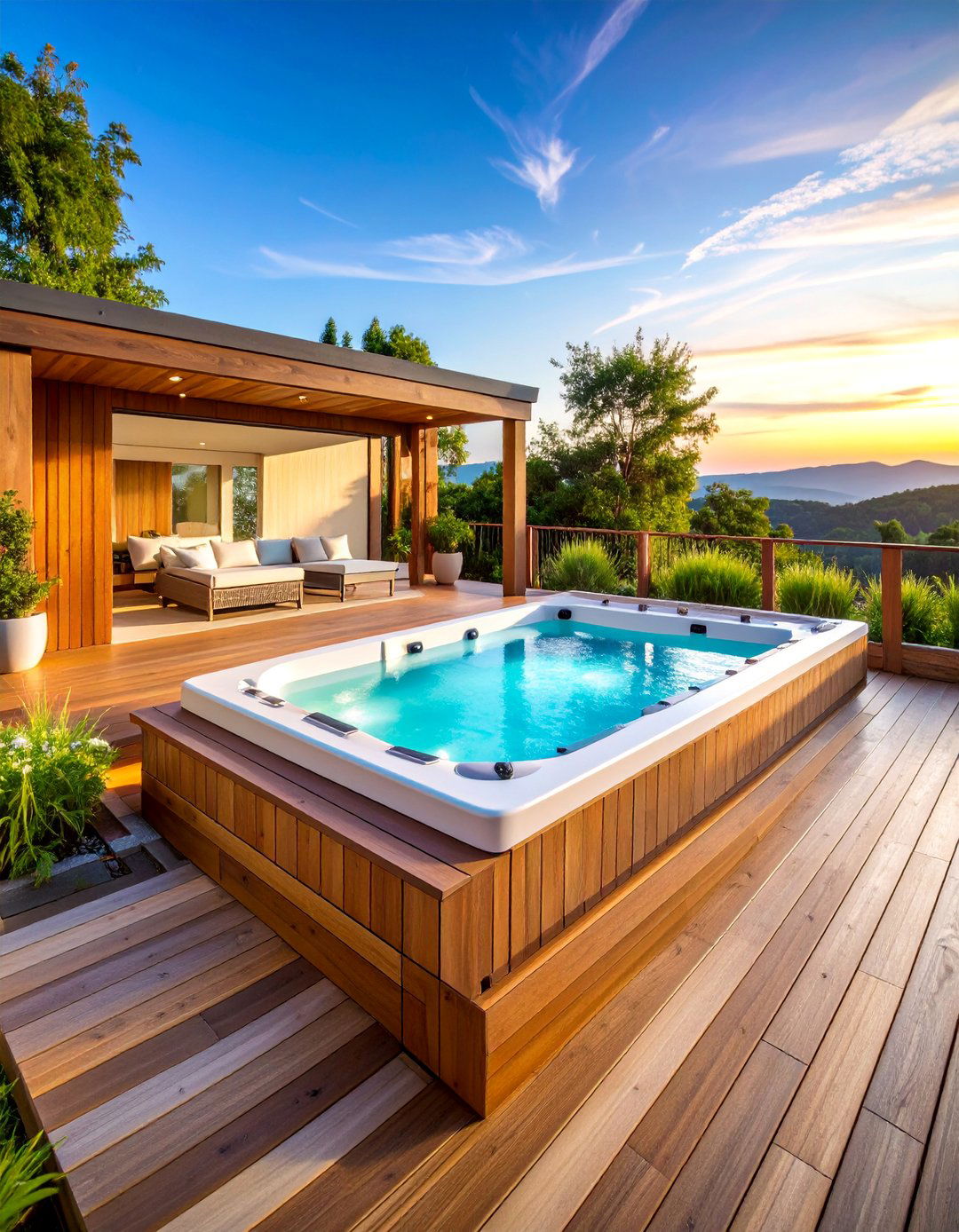 Platform Deck with Hot Tub Integration - 25 Platform Deck Ideas
