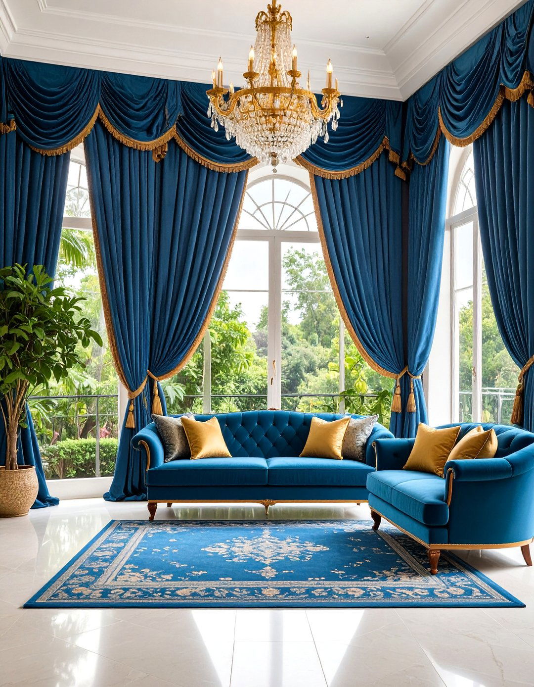 Pleated Living Room Curtains with Structured Elegance - 25 Living Room Curtain Ideas