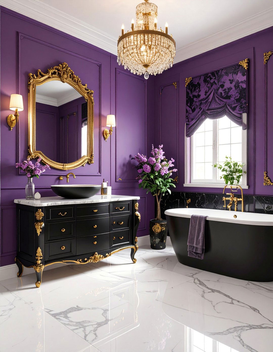Plum Purple Powder Room Drama - 25 Purple Bathroom Ideas