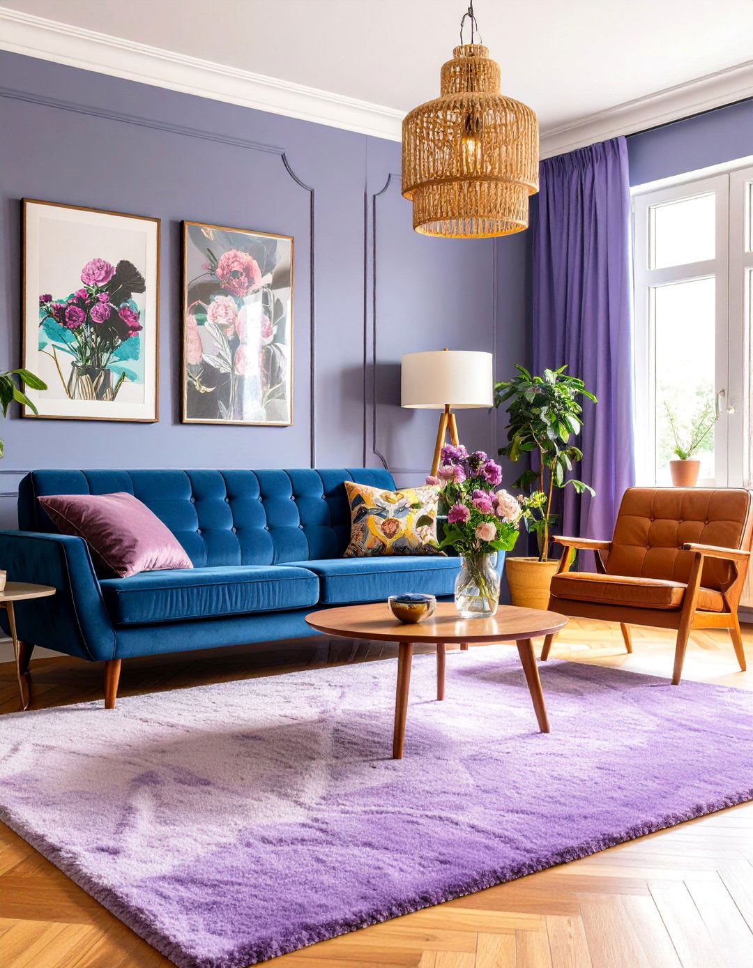Plum Vintage Eclectic Living Room - 25 Purple Living Room Ideas