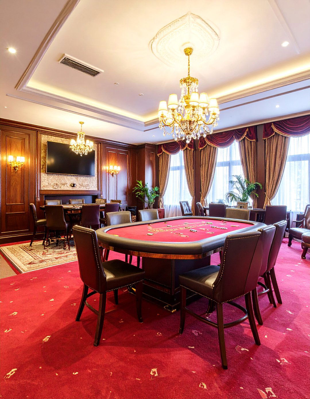 Poker Room Living Room with Casino Sophistication - 25 Man Cave Living Room Ideas