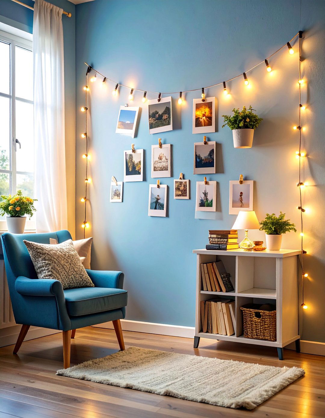 Polaroid String Light Display - 25 Photo Wall Ideas