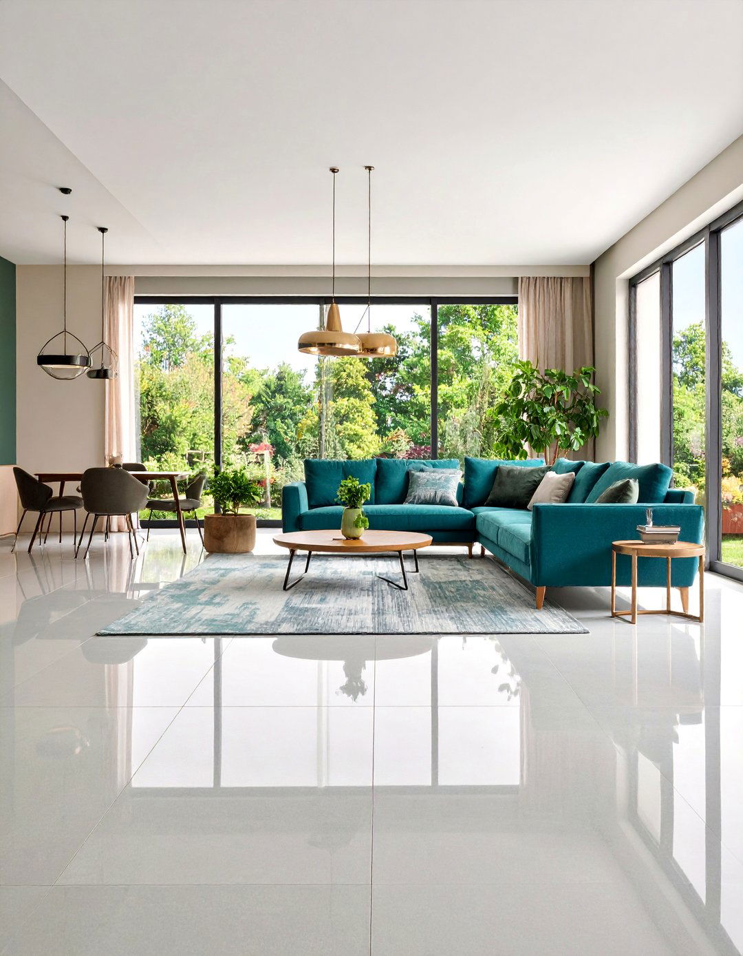 Polished Concrete Floor with High Gloss Finish - 25 Concrete Floor Design Ideas