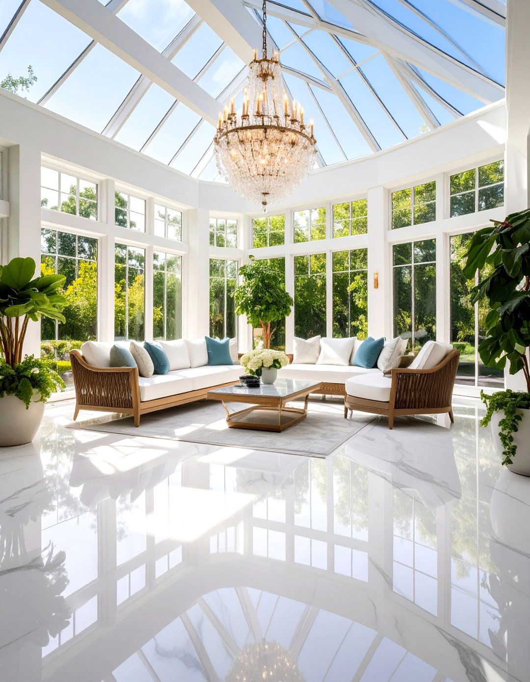 Polished Marble Luxury Flooring - 25 Sunroom Tile Floor Ideas