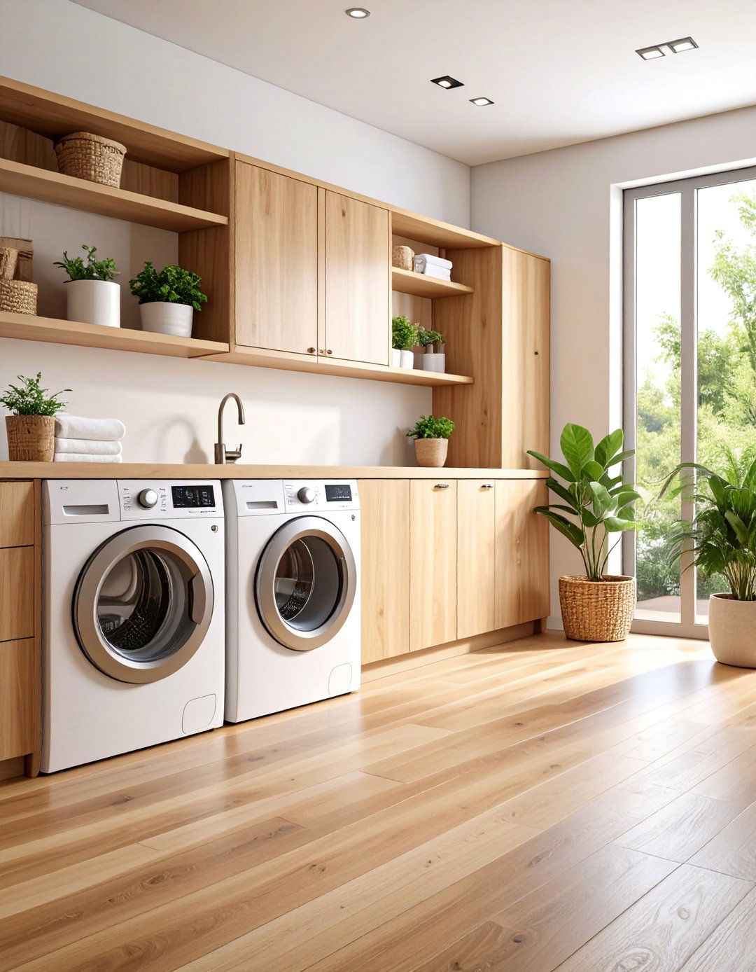 Polished Porcelain with Wood Grain - 25 Laundry Room Floor Ideas