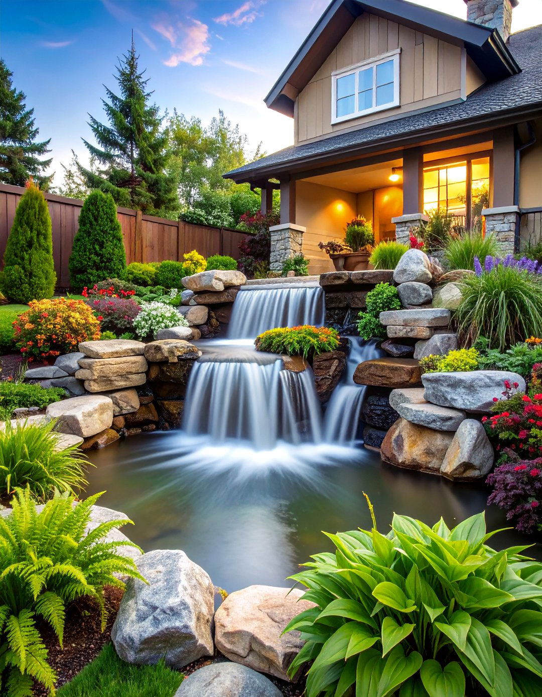 Pondless Cascading Stone Waterfall - 25 Backyard Waterfall Ideas