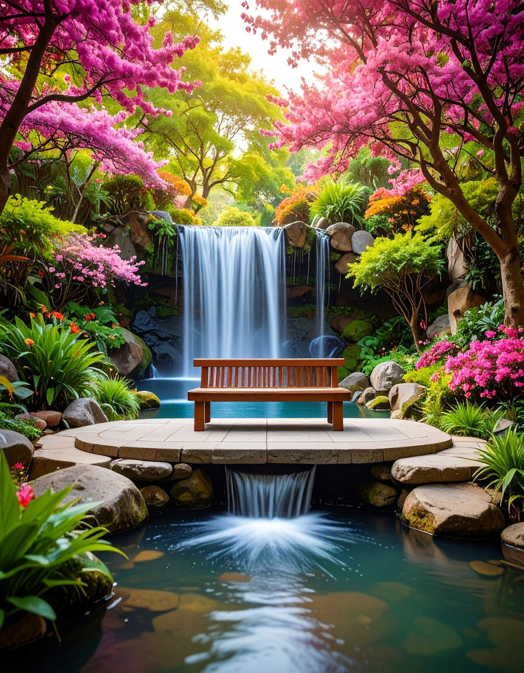 Pondless Waterfall with Seating - 25 Pondless Waterfall Design Ideas