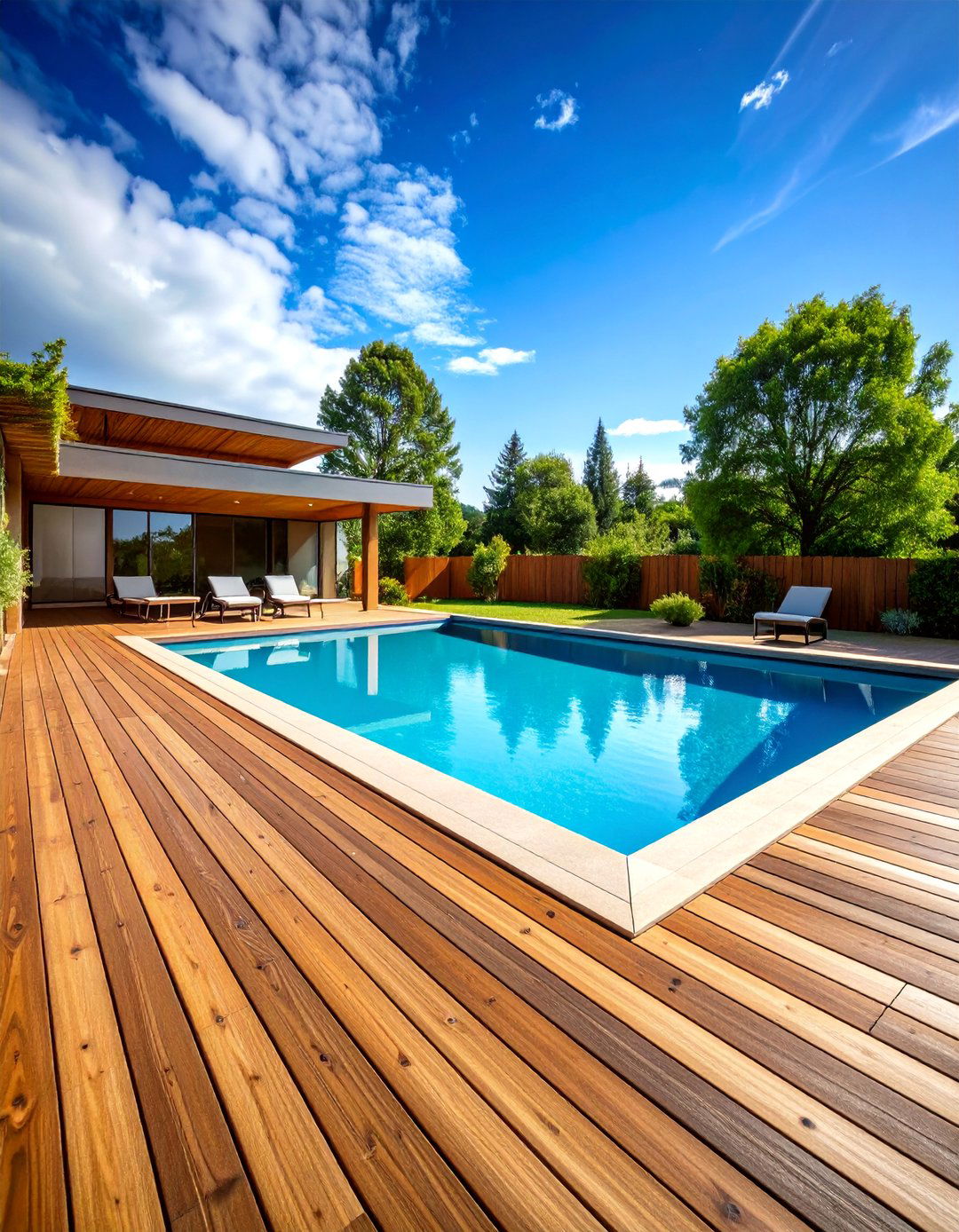 Pool Deck with Wood Planking - 25 Wood Deck Ideas