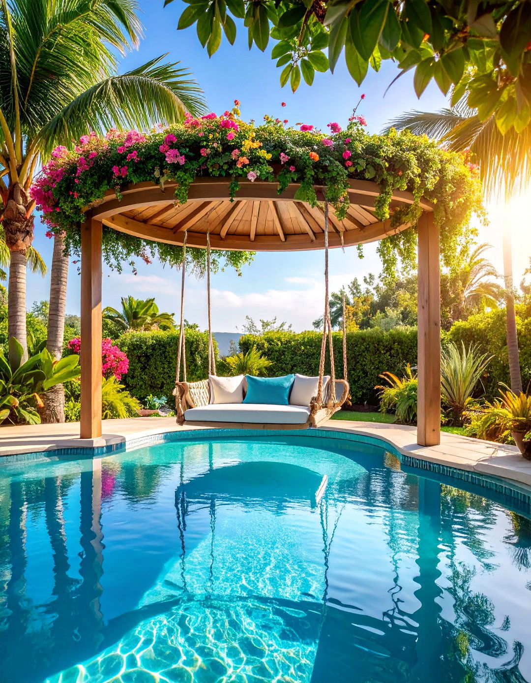 Pool Gazebo with Swing Integration - 25 Pool Gazebo Ideas