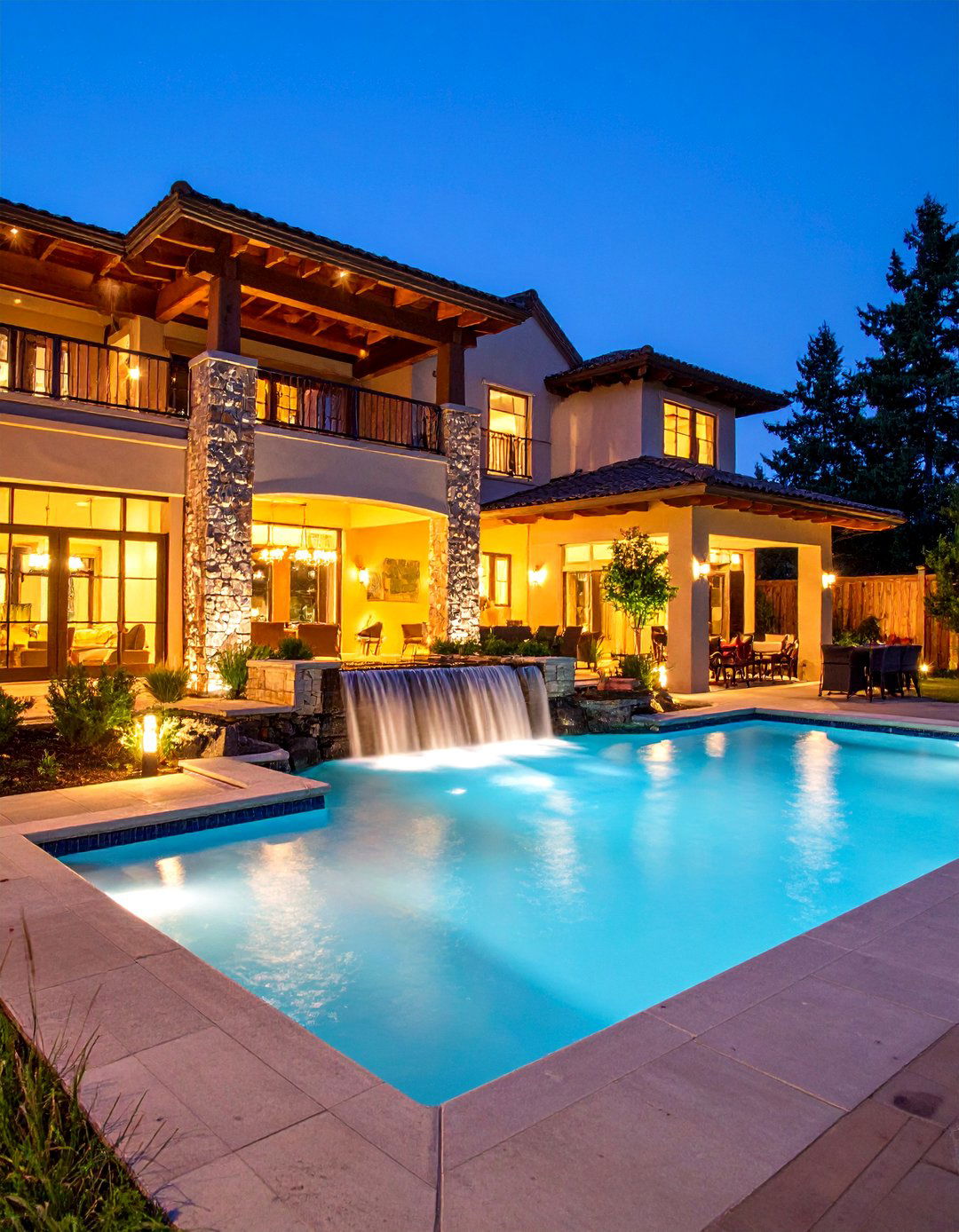 Pool Integrated Spillway Design - 25 Backyard Waterfall Ideas