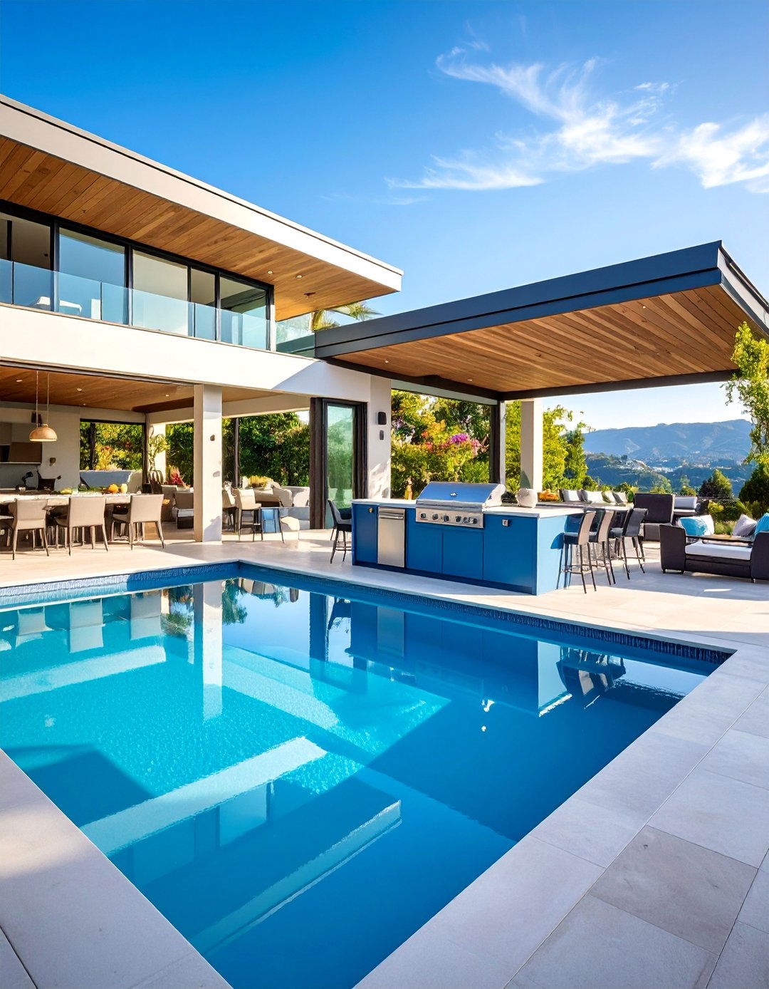 Pool with Outdoor Kitchen Integration - 25 Small Pool Ideas