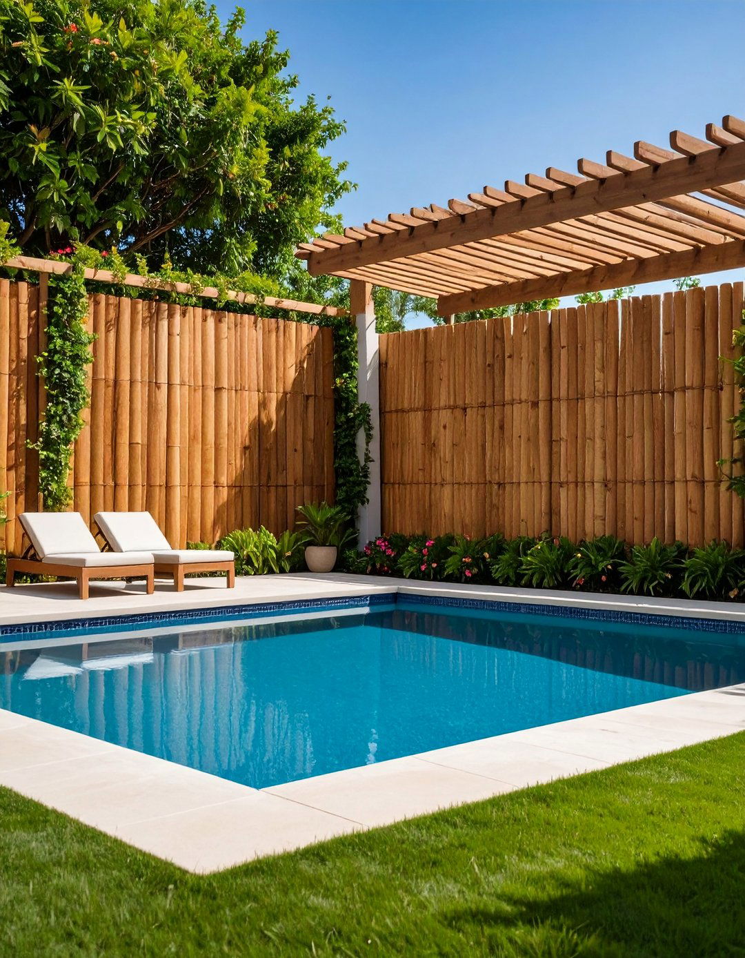 Pool with Privacy Walls and Screening - 25 above ground pool ideas