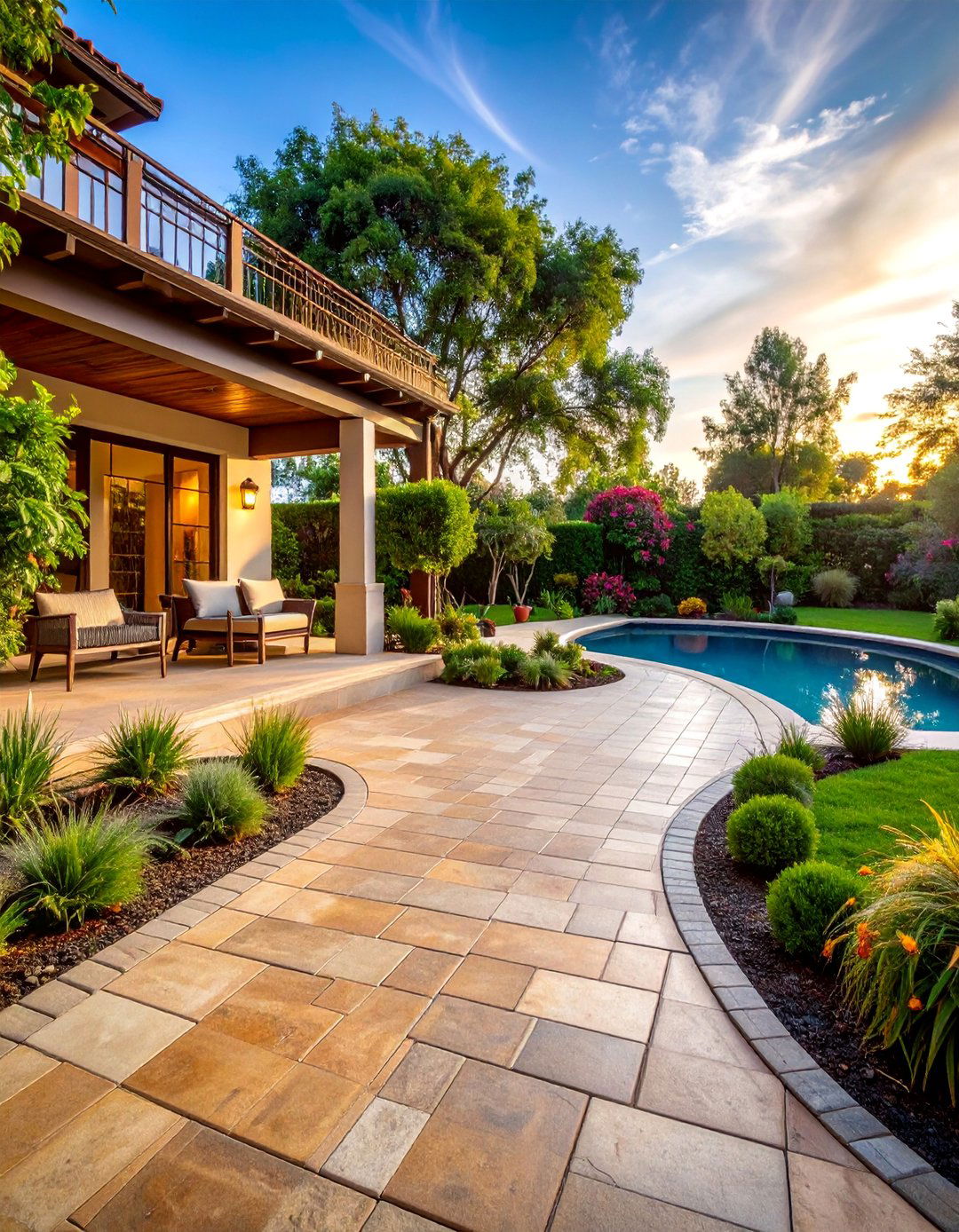 Pool with Surrounding Paver Pathways - 25 above ground pool ideas