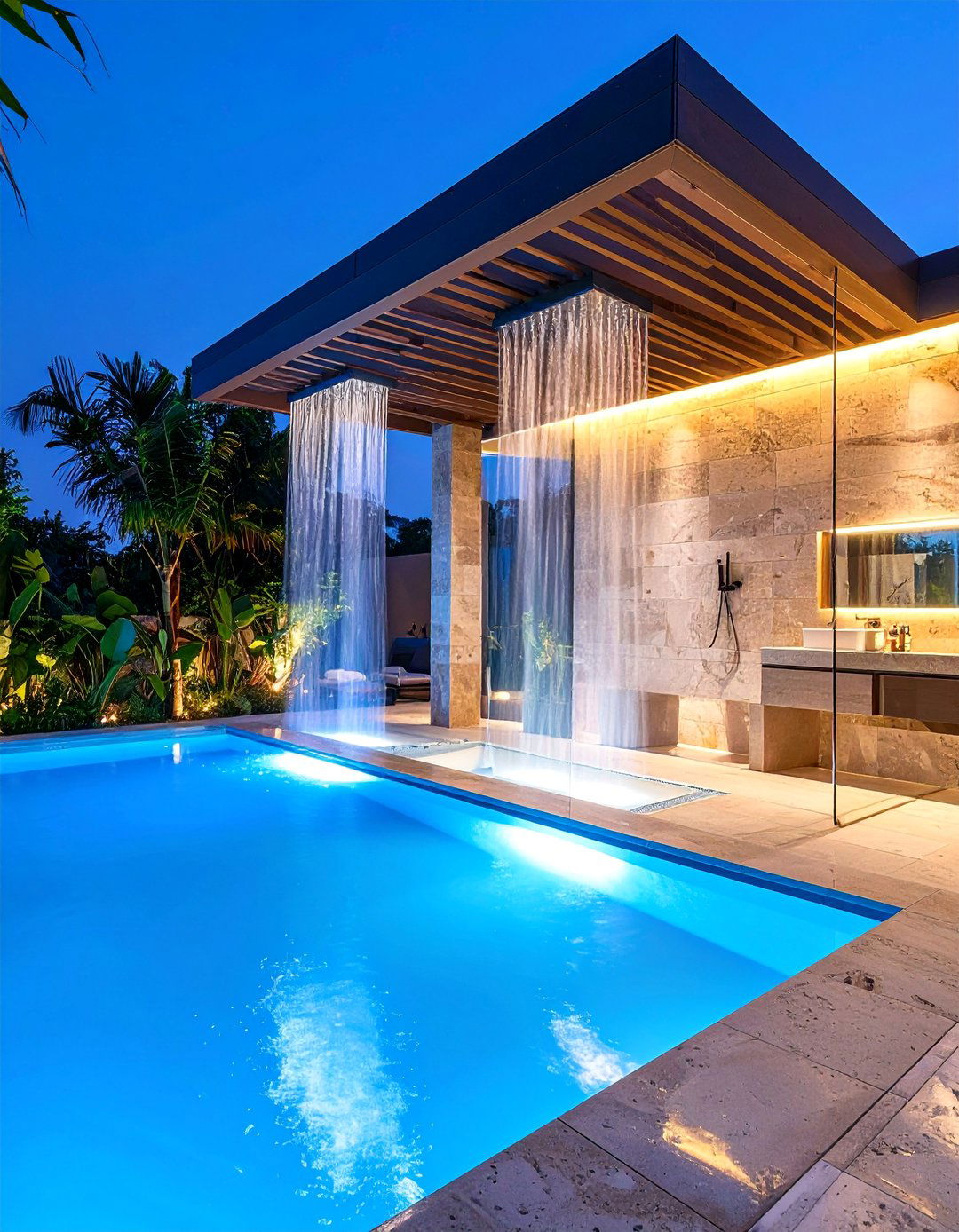 Poolside Luxury Bathing Suite - 25 Outdoor Bathroom Ideas