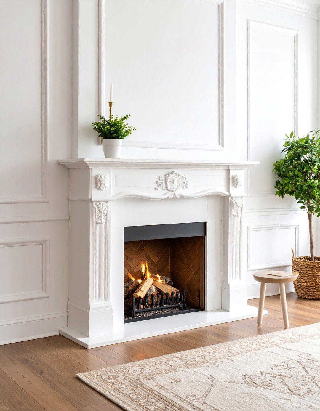 Poplar Wood Mantel with Paint Grade Finish - 25 Wood Mantel Ideas