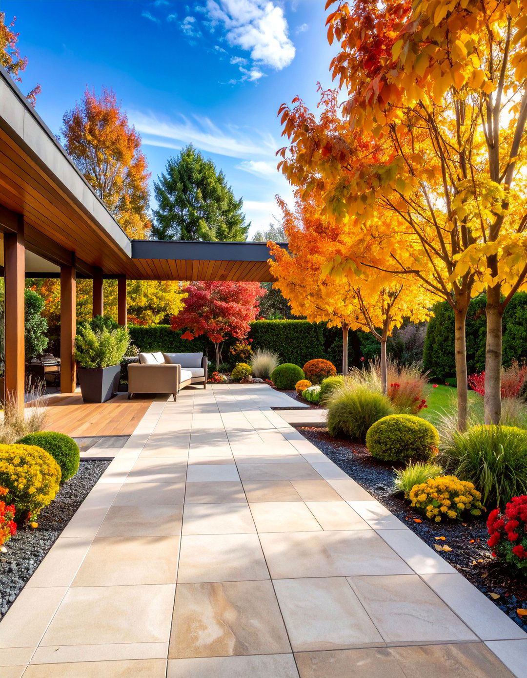Porcelain Tile Patio with Large Format Modern Slabs - 25 Patio Flooring Ideas