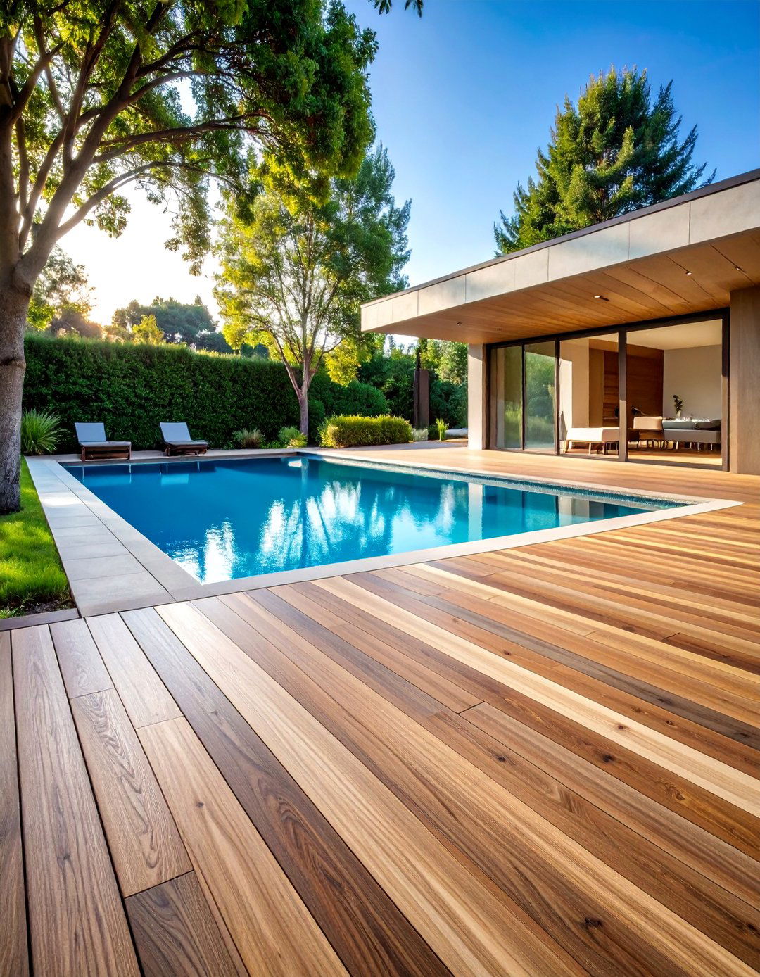 Porcelain Wood Look Plank Pool Surround - 25 Pool Tile Ideas