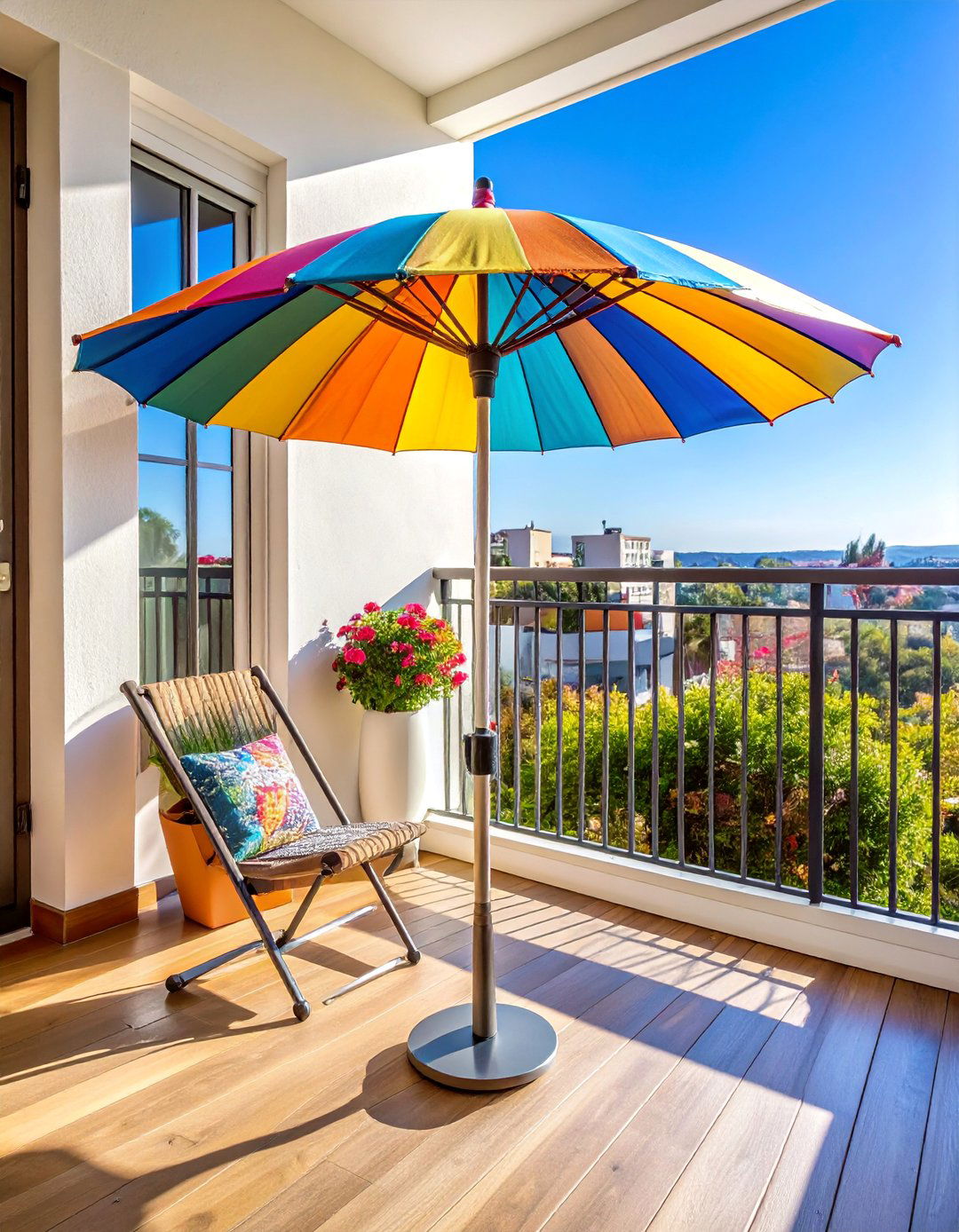 Portable Beach Umbrella with Sand Base Adapter - 25 Balcony Shade Ideas