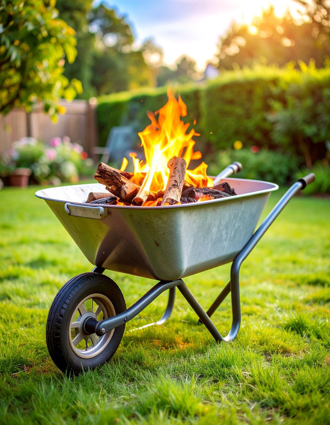 Portable Fire Pit Station - 25 Old Wheelbarrow Ideas