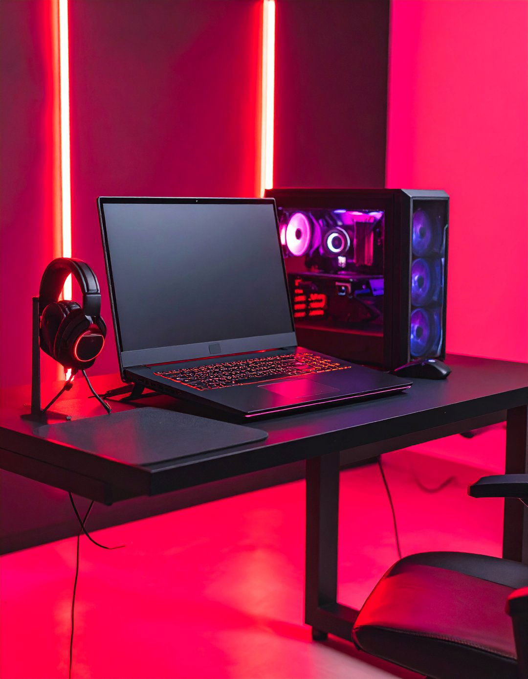 Portable Gaming Laptop Setup - 25 Red and Black Gaming Setup Ideas