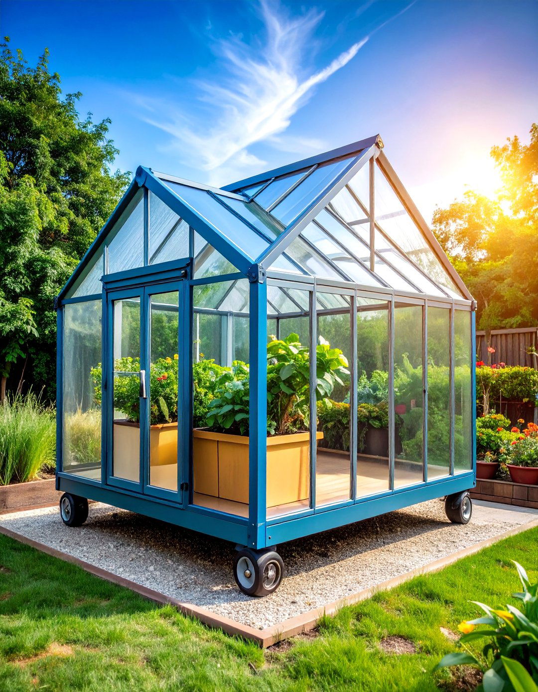 Portable Greenhouse with Wheeled Base System - 25 Greenhouse Ideas