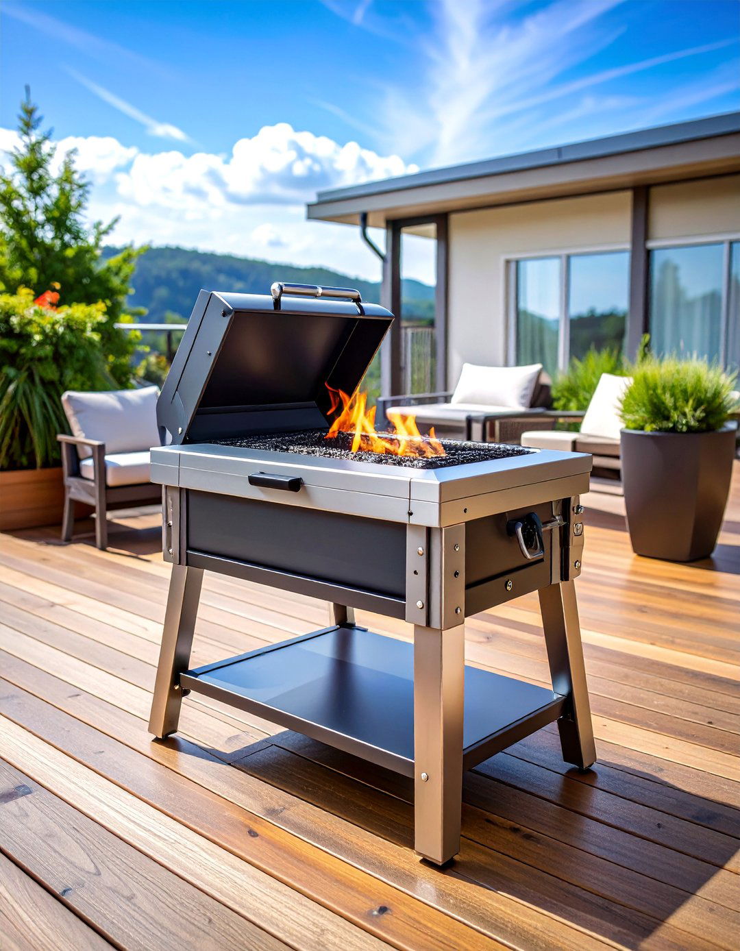 Portable Square Steel Fire Pit with Legs - 25 Square Fire Pit Ideas