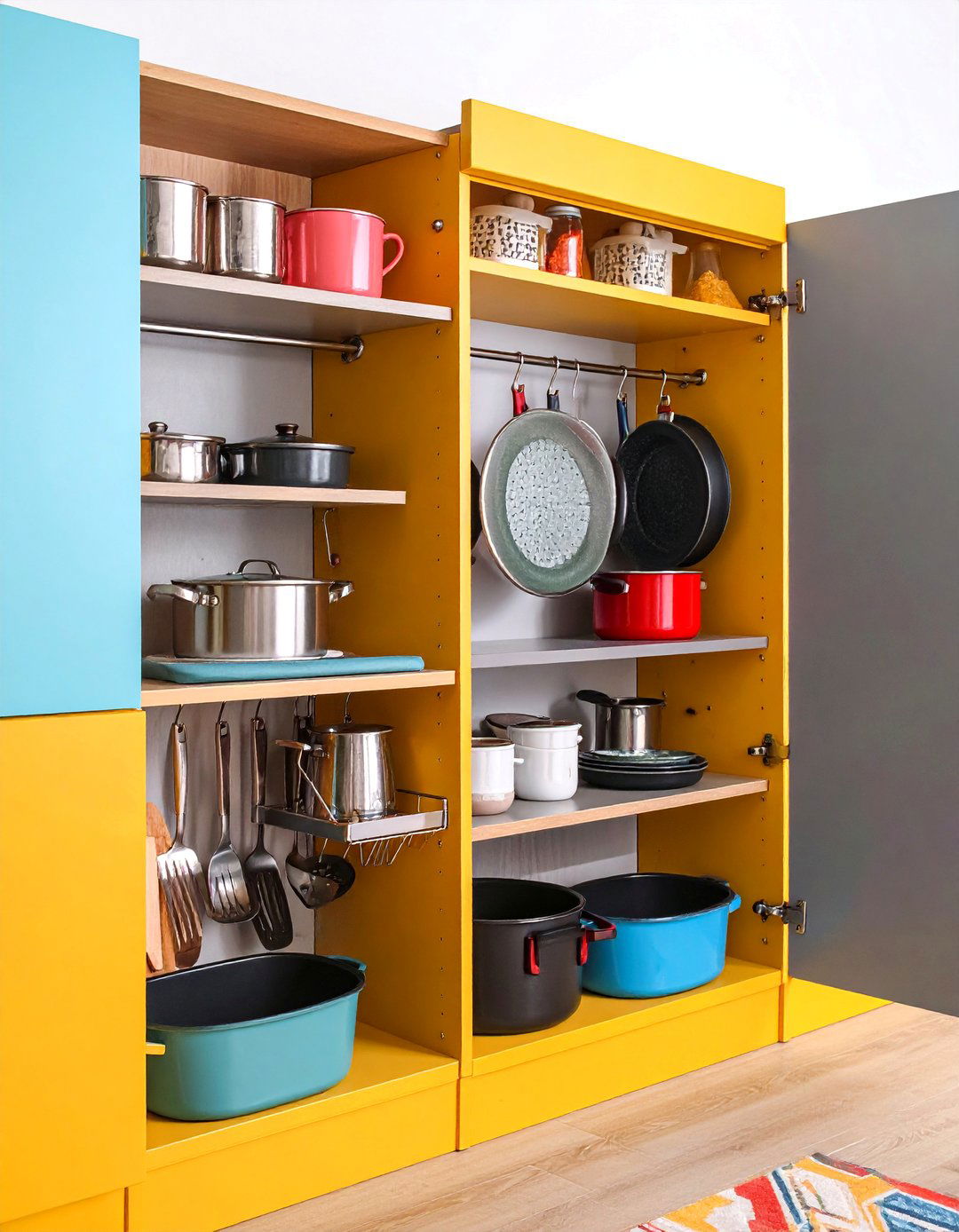 Pot and Pan Organization with Adjustable Dividers - 25 Kitchen Cabinet Organization Ideas