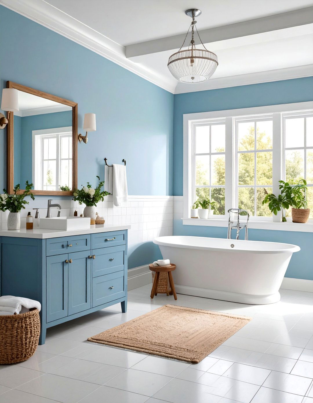 Powder Blue Bathroom with White Trim - 25 Bathroom Color Ideas