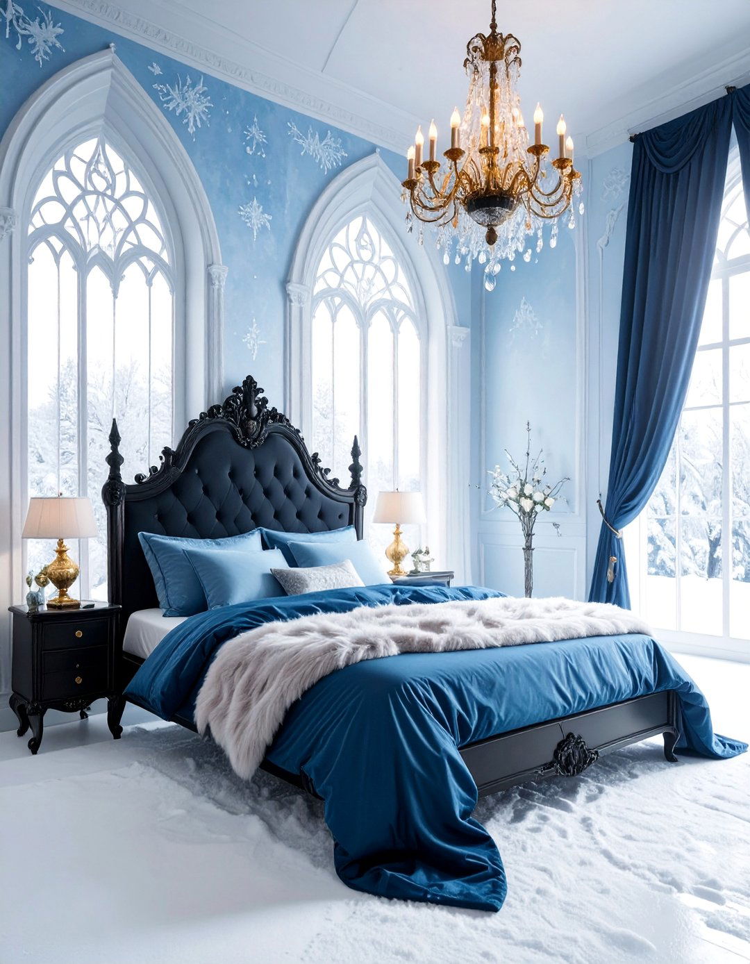 Powder Blue Gothic Ice Palace - 25 pastel goth bedroom ideas