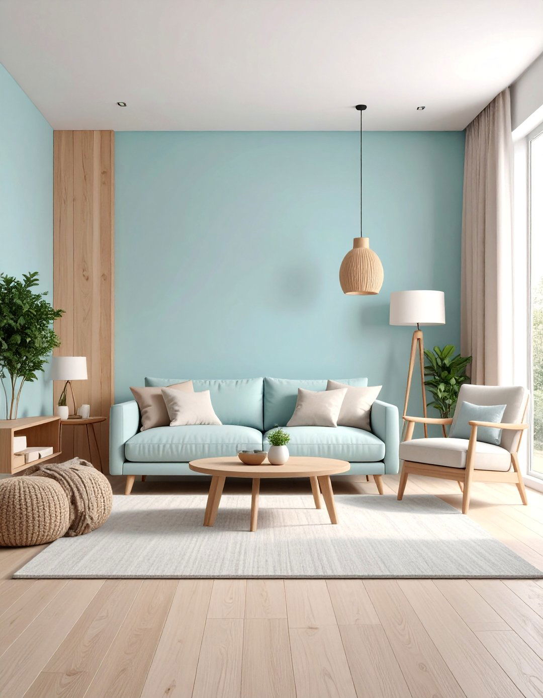 Powder Blue Minimalist Living Room with Scandinavian Influence - 25 Blue Living Room Ideas