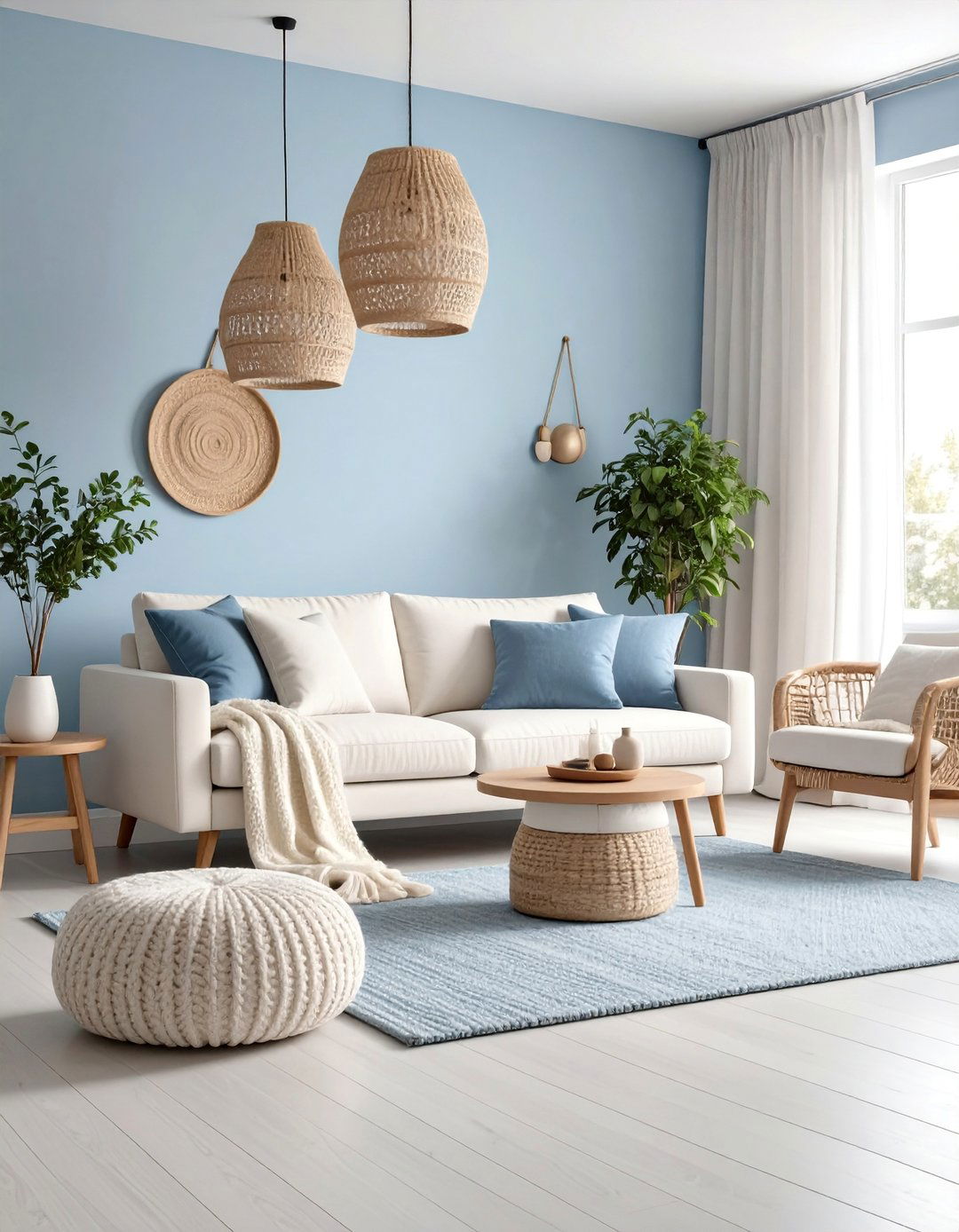 Powder Blue Scandinavian Living Room with Minimalist Appeal - 25 Blue Living Room Ideas