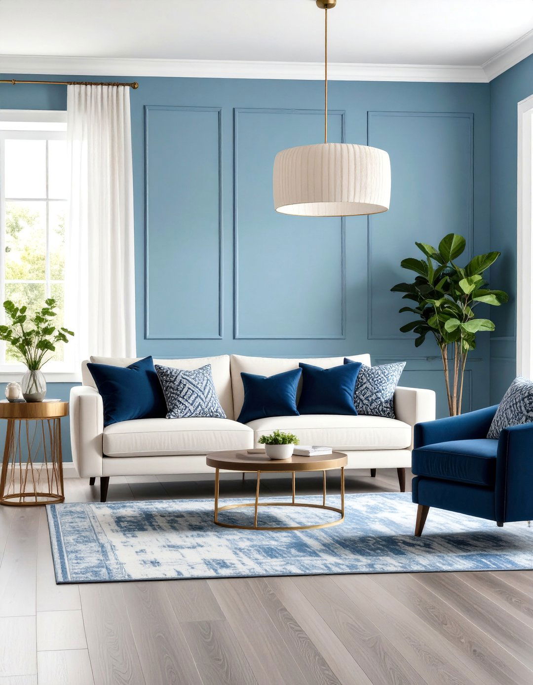 Powder Blue Walls with Charcoal Grey Laminate Flooring - 25 grey floor living room with blue walls ideas