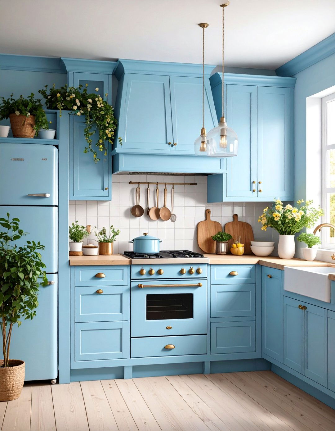 Powder Blue for Vintage Charm - 25 What Color Cabinets Go With Black Appliances