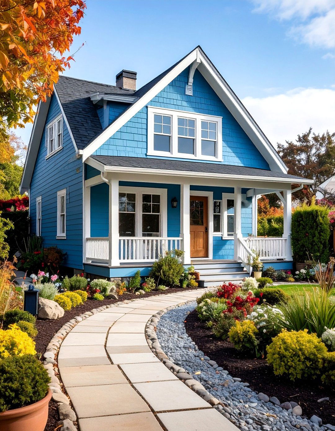 Powder Blue with Charcoal Details - 25 Exterior Color Palettes for Small Homes