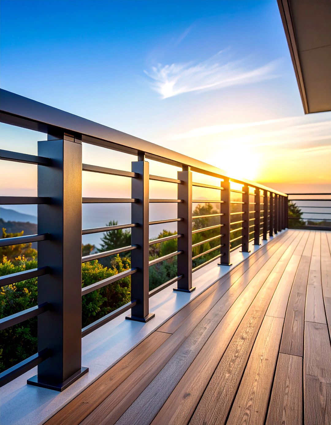 Powder Coated Aluminum Bar Railing - 25 Horizontal Deck Railing Ideas