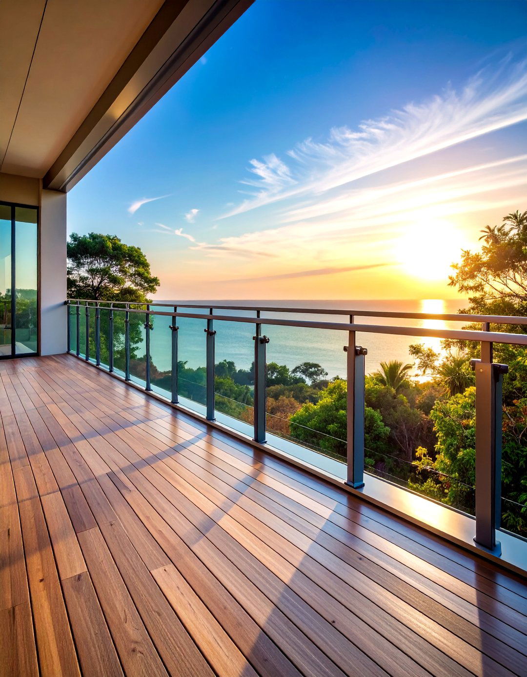 Powder Coated Aluminum Deck Railing with Glass Panels - 25 Metal Deck Railing Ideas